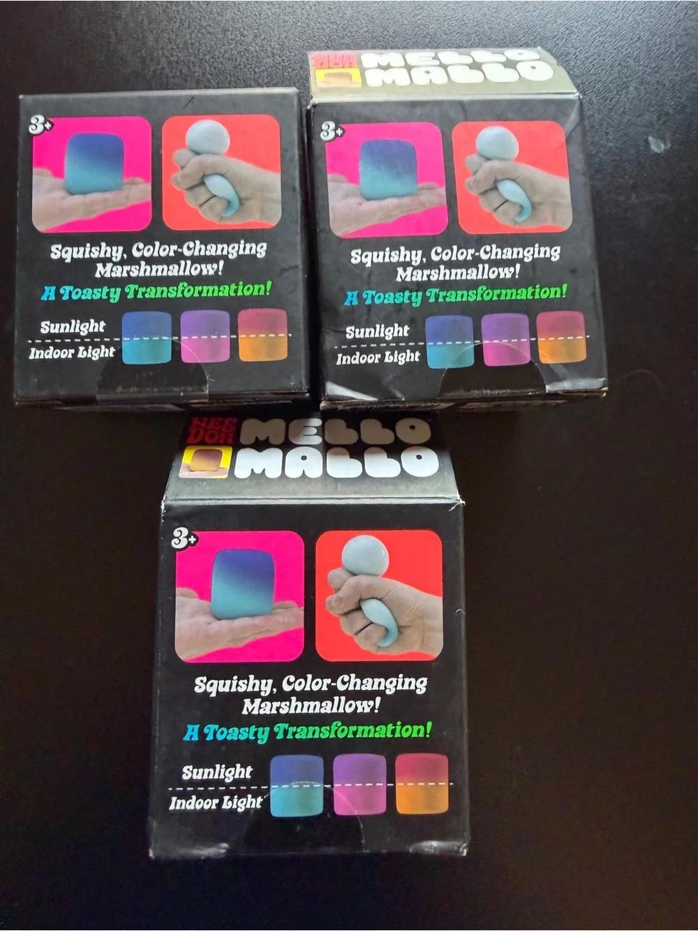 Lot of 3 Nee Doh Needoh Mello Mallo Color Change Squishy Sensory Toy Schylling